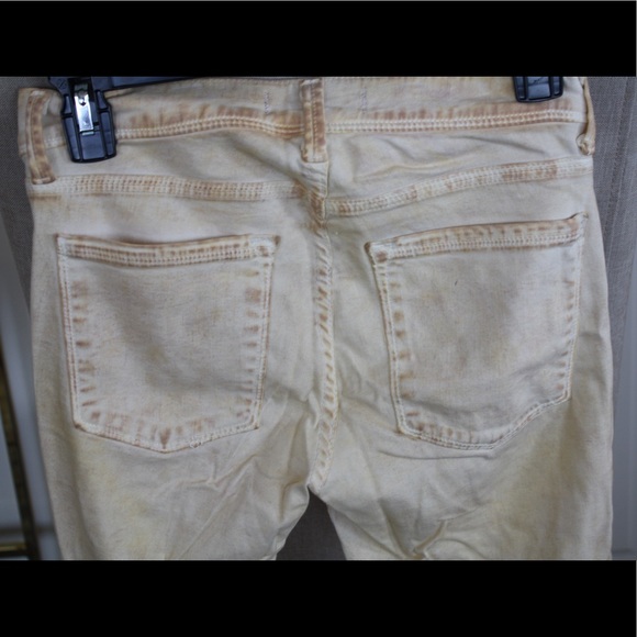 Free people distressed burnt yellow skinny… - Picture 2 of 8